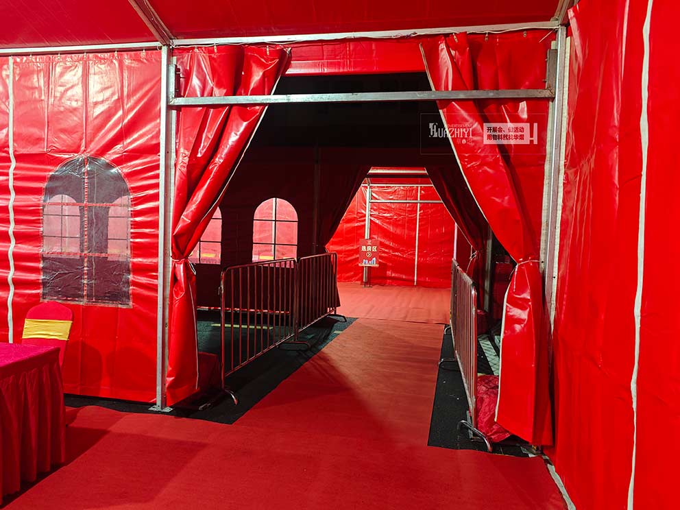 鄭州篷房公司搭建樓盤分房活動(dòng)現(xiàn)場(chǎng)紅色篷房