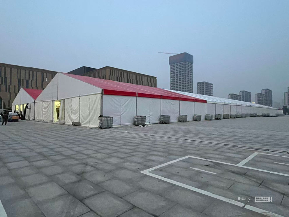 華熠篷房出租助力安陽文體中心家紡博覽會(huì)篷房搭建