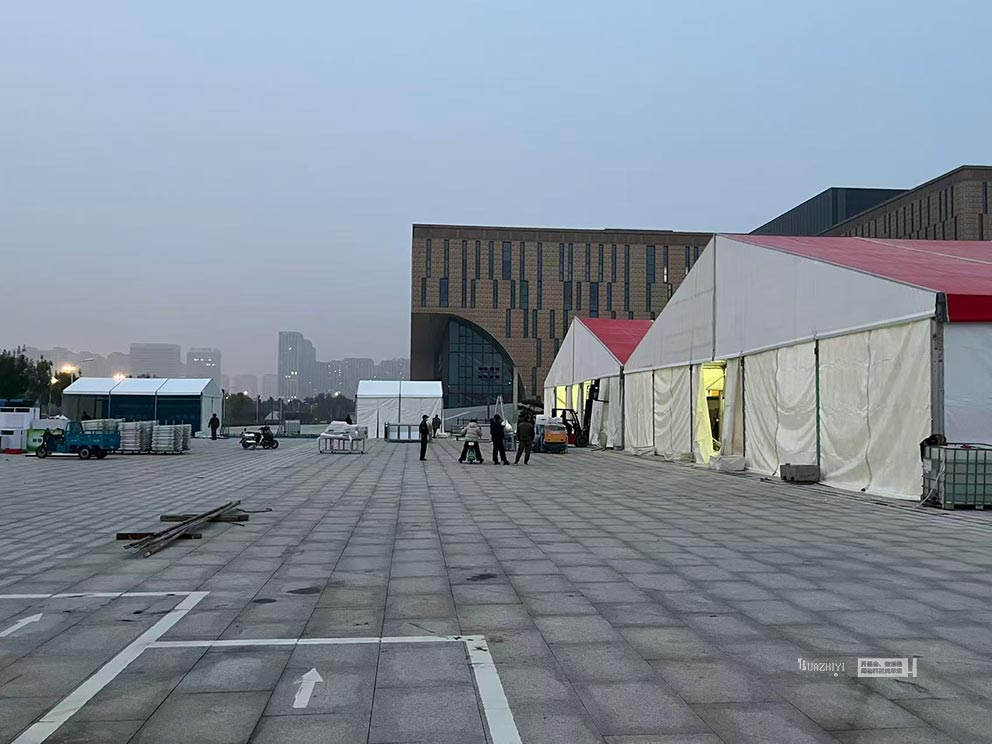 華熠篷房出租助力安陽文體中心家紡博覽會(huì)篷房搭建